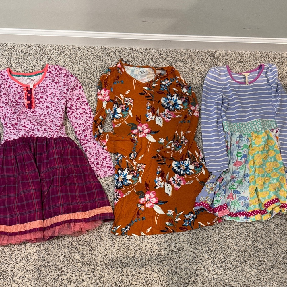 2 Matilda Jane and 1 StitchFix Floral and Patterned Kids Dress Set